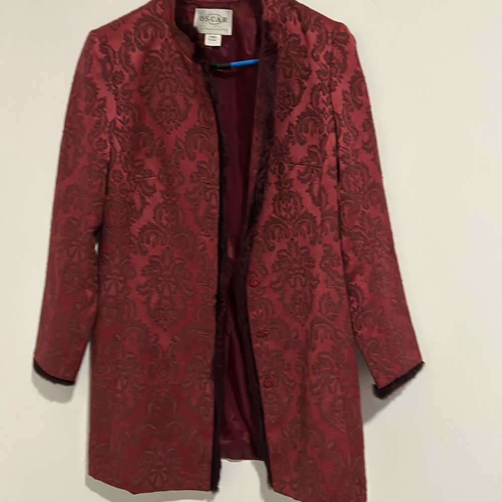 Oscar de la renta blazer coat goes for 750 online Maroon pasley coat - Picture 1 of 5